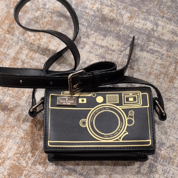 kate spade Other - Kate Spade Black Camera Strap with Gold Design